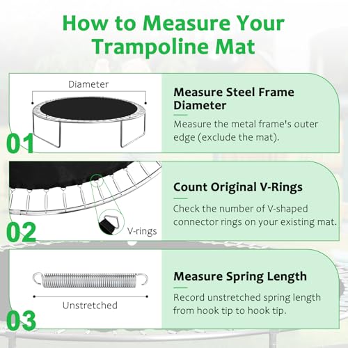 Replacement Trampoline Mat，Heavy-Duty, UV-Resistant & Durable Bounce Pad for 12/14/15ft Round Trampolines - Perfect for Safe & Fun Jumping - size: 12FT|127"Diam|72 V-Rings|Fits 5.5" SpringsLength