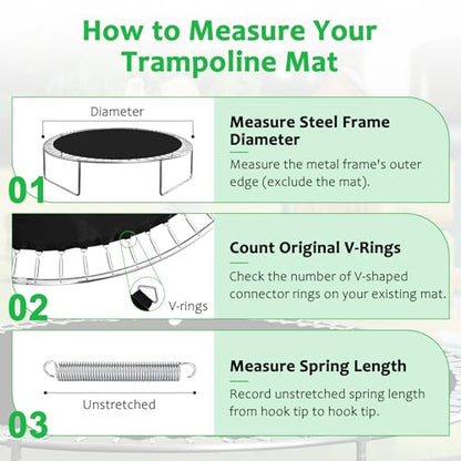Replacement Trampoline Mat，Heavy-Duty, UV-Resistant & Durable Bounce Pad for 12/14/15ft Round Trampolines - Perfect for Safe & Fun Jumping - size: 14FT|150" Diam|72 V-Rings|Fits 5.5" SpringsLength
