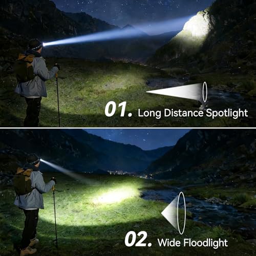 VAVOFO LED Headlamp 3600mAh Rechargeable, 2400 Lumen Bright, Motion Sensor, Waterproof Headlight Flashlight with Spotlight & Floodlight, Lightweight, Adjustable Headband, 8 Modes for Camping, Hiking