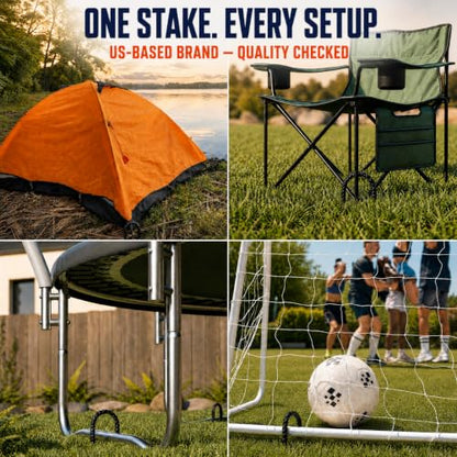 Happin® 12 Inch Trampoline Anchors Kit, 8 Pack Heavy Duty Galvanized Steel U-Shaped Ground Stakes, High Wind Anchor Kit for Trampolines, Tents, Canopies, Fences and Yard (Black) - color: Black, style: U Stakes (8pcs)