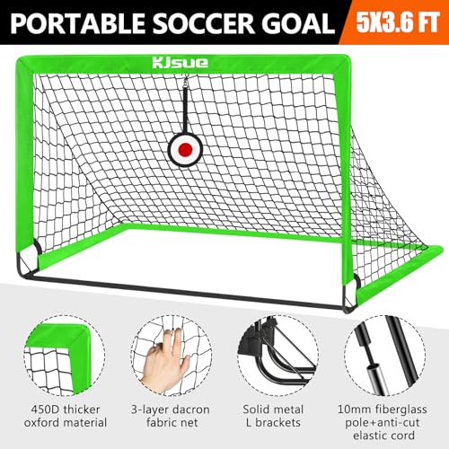 Soccer Goal, Kids Soccer Goals for Backyard Set of 2, Pop Up Soccer Net - color: Green, size: 4X3 FT