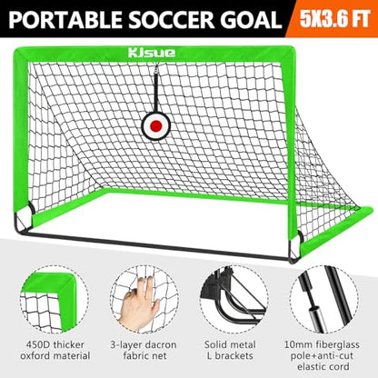 Soccer Goal, Kids Soccer Goals for Backyard Set of 2, Pop Up Soccer Net - color: Green, size: 4X3 FT