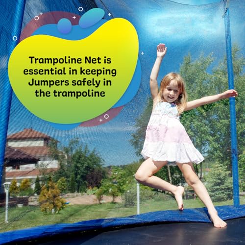 Machrus Upper Bounce Round Trampoline Net Replacement for Arches with Top Sleeves, Inside Enclosure with Straps, Tear-Resistant - size: 13 ft, style: 3 Arches