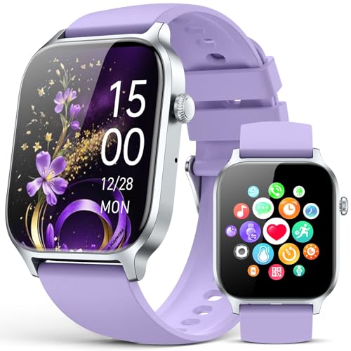Smart Watches for Women Men, Fitness Tracker Watch with 110 Sports Modes, Step Counter/Sleep Monitor/Pedometer, IP68 Waterproof, Bluetooth Call & Music Control Smartwatch for iPhone/Android,Pueple - color: Lavender