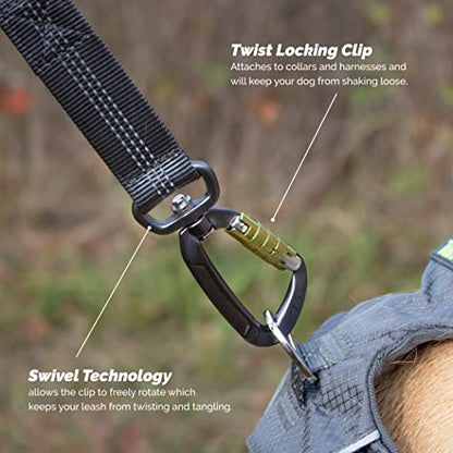 Tuff Mutt Waist Hands Free Dog Leash for Walking Running Hiking - color: Carabiner/Gray