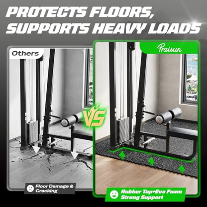 PRAISUN 0.56" Rubber Top Gym Flooring, Heavy Duty Gym Mats for Home Gym - size: 30 Tiles (120 Sq Ft)
