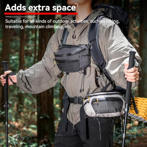 HIKEMAN Waist Bag Strap Pack Pouch for Backpack Lightweight Phone Pocket - color: Black