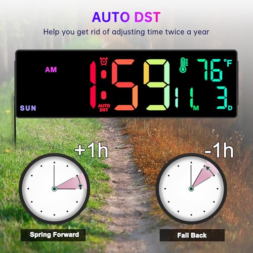 Soobest 14.2 Inch Electric Digital Wall Clock, LED Large Display - color: 14.2” Multicolor
