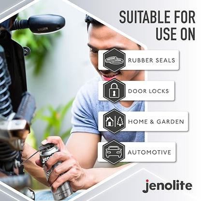 JENOLITE Silicone Spray Lubricant | SMART Straw | High Performance Multi-Purpose Lubrication | Heat Resistant, Repels Dirt & Moisture, Non-Toxic Lubricant | 400ml (13.5fl oz) - size: 13.5 Fl Oz (Pack of 1)