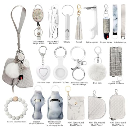 Araafur Wristlet Keychain Set with RFID Wallet Card Holder and Bottle Opener, Car Keychain Accessories for Women