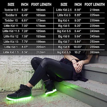 IGxx LED Light Up Shoes for Kids Boys Girls Sparkly Sneakers - color: Black, size: 5.5 Big Kid