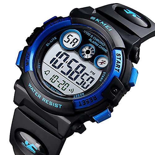 GOLDEN HOUR Watches for Kids Digital Sport Waterproof Boys Girls Watch Outdoor 12/24 H Alarm EL Backlight Stopwatch Military Child Wristwatch Ages 3-15 - color: Black