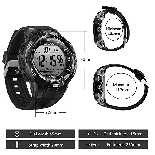 10 ATM Digital Submersible Diving Watch 100m Water Resistant Swimming Sport Wristwatch Luminous LCD Screen with Stopwatch Alarm Function