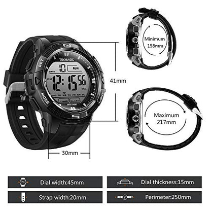 10 ATM Digital Submersible Diving Watch 100m Water Resistant Swimming Sport Wristwatch Luminous LCD Screen with Stopwatch Alarm Function