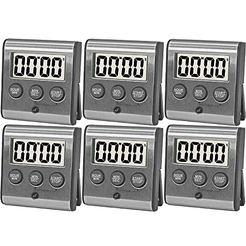 Elegant Digital Kitchen Timer Stainless Steel - Loud Alarm - Model eT-78 - size: 6-Pack eT-78