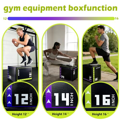 Versatile Non Slip Jump Box Exercise 3-in-1 Foam Plyometric Jump Box for Home Gym Training Fitness - color: Black