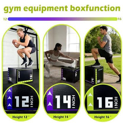 Versatile Non Slip Jump Box Exercise 3-in-1 Foam Plyometric Jump Box for Home Gym Training Fitness - color: Black