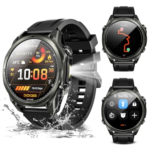 Anywise W1 GPS Smart Watches for Men, 6 Satellite Positioning, 50M Waterproof Fitness Tracker, 1.43'' AI Mens Smart Watch for Android Phone/iphone compatible,Answer/Make Call/12 Days Battery - color: Black - 3 Watch Bands