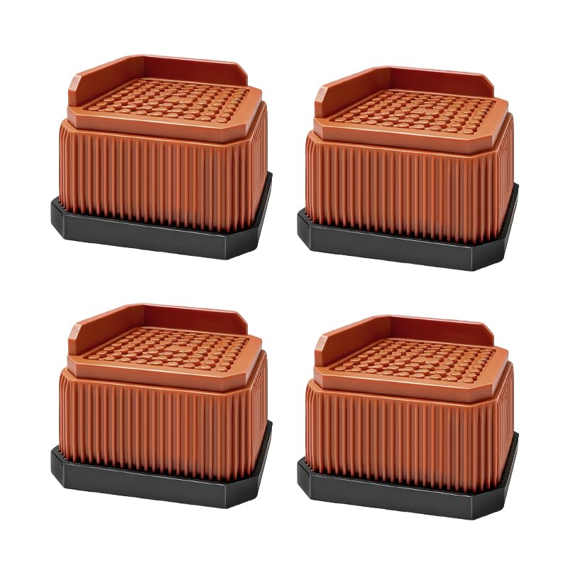 4 Pack Stackable Treadmill Riser Blocks, for Gym and Home Use - color: Brown, size: 1 layer(2nches)