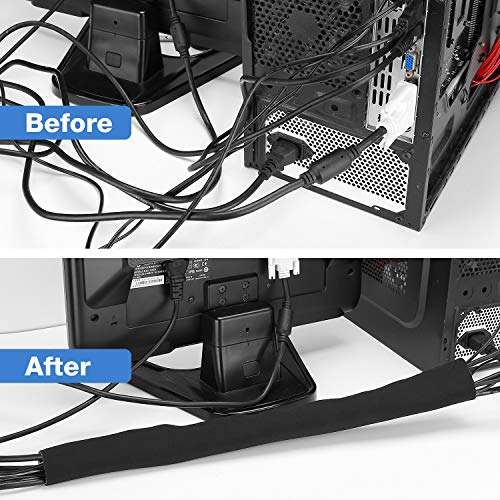 JOTO 4 Pack Cable Management Sleeve -Black, 2 Large - color: Black, size: 4 Pack, 130 Inches
