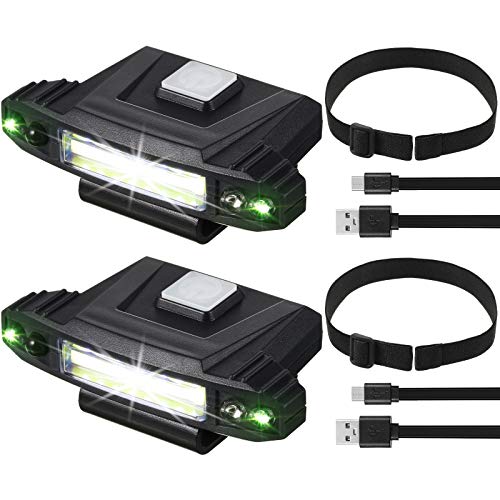 Mudder 2 Pcs Mini Ultra Bright LED Clip on Cap Lights USB Rechargeable