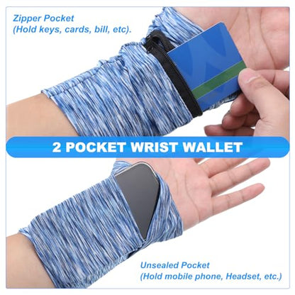 PATIKIL Wrist Pouch Wrist Wallet Sports Wristband Wallets with Zipper Pocket for Running Jogging Hiking Cycling Yoga - color: Blue, Dark Gray, Rose Red