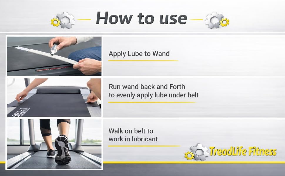 TreadLife Fitness Treadmill Maintenance Kit | 1 Year Supply of Treadmill Lubricant for Belt | 100% Silicone Lube | Extra Wide TruLube Applicator Wand | Directions Included