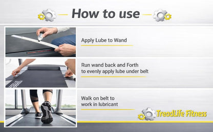 TreadLife Fitness Treadmill Maintenance Kit | 1 Year Supply of Treadmill Lubricant for Belt | 100% Silicone Lube | Extra Wide TruLube Applicator Wand | Directions Included