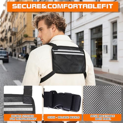 KINGSLONG Running Vest, Chest Bag for Men, Chest Pack, Hiking (F-Black) - color: F-Black