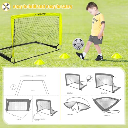 Kids Backyard Soccer Goal, 10 mm Poles & 5-Layer Net, 4x3/6x4/7x5FT - size: 4 ft x 3ft, style: Yellow
