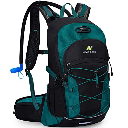 N NEVO RHINO Hydration Backpack with Water Bladder 3L, Hiking Backpack - color: 03 Lake Green