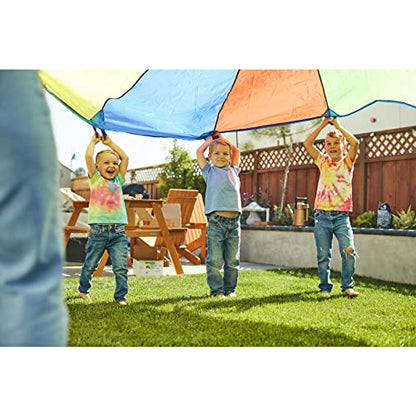 Excellerations Brawny Tough 20-Foot Rainbow Play Parachute for Kids with 16 Handles, Kids Toy (Item # P20) - size: 20' Diameter