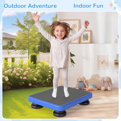 Goplus Kids Rebounder Bouncing Board, 24" x 20" Mini Trampoline - color: Blue