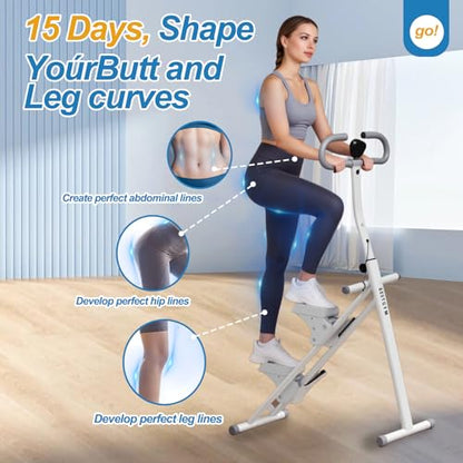Stair Stepper for Home Vertical Climber, Foldable Full Body Exercise Aerobic Climbing Machines, Mountaineering Fitness Equipment with Adjustable Handles (White)