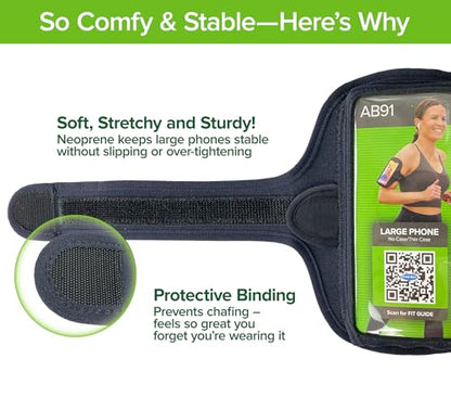 Tune Belt AB91 Running Armband – Flexible, No-Slip Holder for Large Phones - color: Black