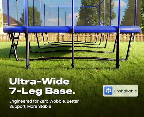 Zupapa 2500LBS Weight Capacity Rectangle Trampoline 13x23FT Outdoor Square Gymnastics Trampolines with 10-Year Quality Assurance for Kids Adults Large Commercial Grade Rectangular Pro Trampoline