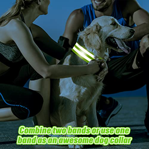 150 Pieces Reflective Arm Bands for Night Walking Ankle Band for Runners Reflective Wrist Band Cycling Running Gear Reflector High Visibility Tape Straps - color: Green