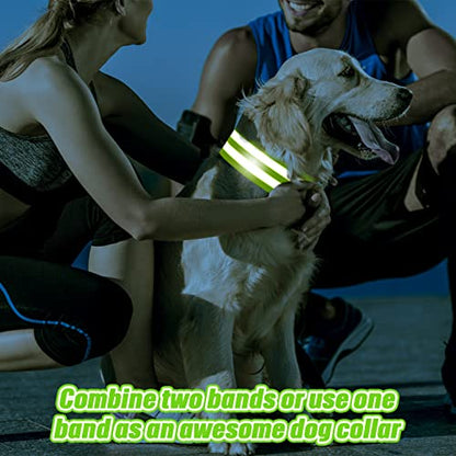 150 Pieces Reflective Arm Bands for Night Walking Ankle Band for Runners Reflective Wrist Band Cycling Running Gear Reflector High Visibility Tape Straps - color: Green