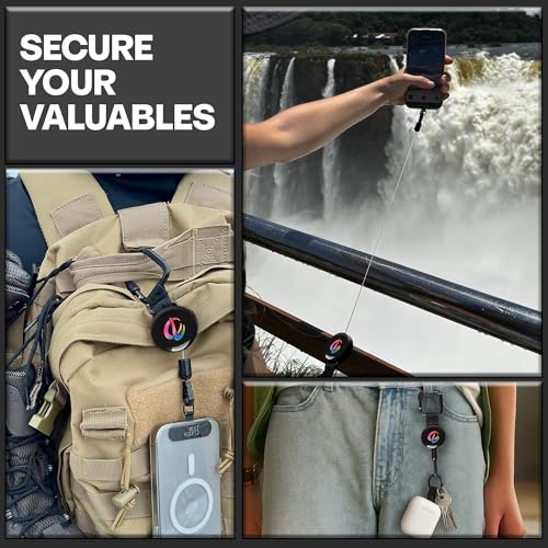 ClutchLoop Retractable Anti-Theft Phone Tether Lanyard Locking Carabiner - color: Black