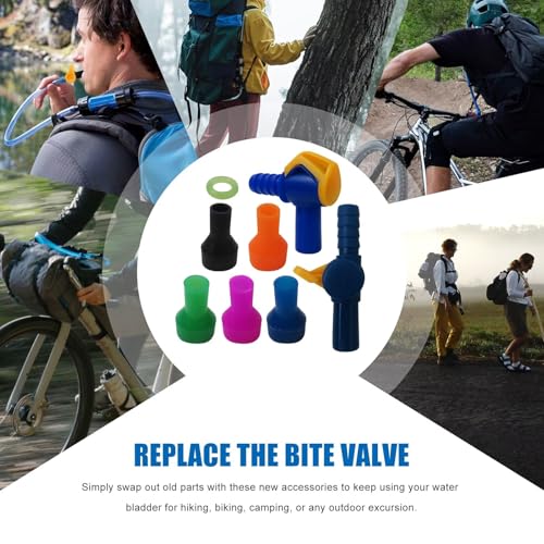 Premium 8Pcs Bite Valves Replacement Mouthpieces Set Compatible for Most Backpack Water Reservoir, On/Off Valves Design for Hiking, Biking, Camping, or Any Outdoor Excursion