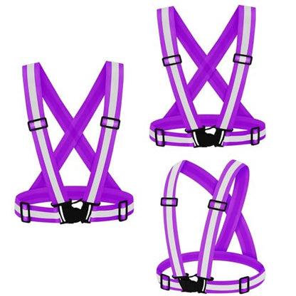 3PCS Reflective Vest Running Gear - color: Purple X3