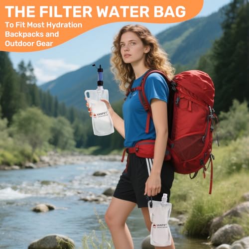 1L Hiking Collapsible Water Bottles, 33OZ BPA-Free Plastic Flasks, Reusable Drink Bags, Foldable Backpacking Water Bottle for Travel Camping Hiking (6-Pack) - color: 6-Pack