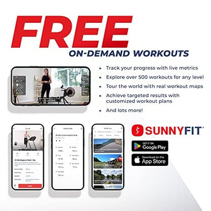 Sunny Health & Fitness Premium Water Rower w/Intensive Dynamic Real-Time Resistance, 300 LB Capacity Flip-able Rowing Machine for Home Training, Optional Free SunnyFit App Connection - color: Black