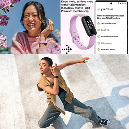 Fitbit Inspire 3 Health & Fitness Activity Tracker (Lilac Bliss) with Workout Intensity, Sleep Tracking, Heart Rate, 2 Bands, 3.3foot Charging Cable, Wall Adapter, Screen Protectors & PremGear Cloth