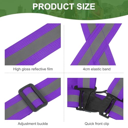 PATIKIL Reflective Safety Vest, Hi-Vis Safety Vests, Adjustable High Visibility Reflective Strips for Outdoor Jogging - color: Purple
