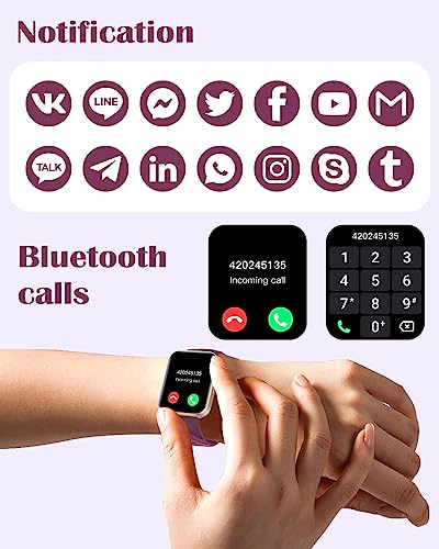 RUIMEN Smart Watches for Women, Bluetooth Calls, Fitness Tracker Purple - color: Purple