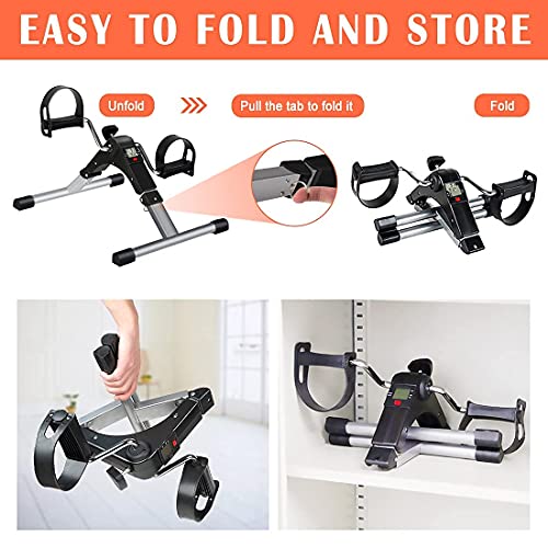TABEKE Under Desk Bike Pedal Exerciser, Fully Assembled Folding Pedal Exerciser for Arm and Leg Workout, Portable Sitting Desk Cycle with LCD Screen Displays 2025526