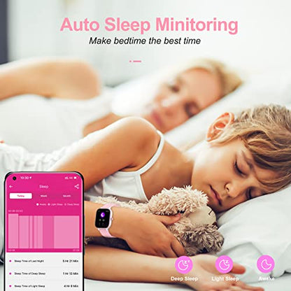 Kids Fitness Tracker Watch, IP68 Kids Waterproof Smart Watch - color: Pink
