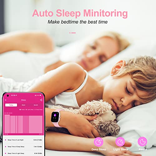 Kids Fitness Tracker Watch, IP68 Kids Waterproof Smart Watch - color: Pink