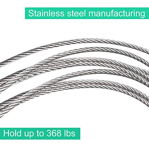 Wire Rope, 1/16 Steel Wire, Stainless Steel 304 Cable, 328FT Length Aircraft Cable with 100pcs Sleeves Stops, 7x7 Strand Core, 368 lbs Breaking Strength Perfect for Outdoor,Yard,Garden or Crafts